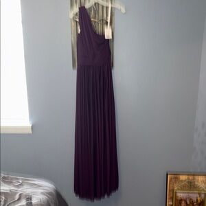 Elegant One-Shoulder Plum Bridesmaid Dress